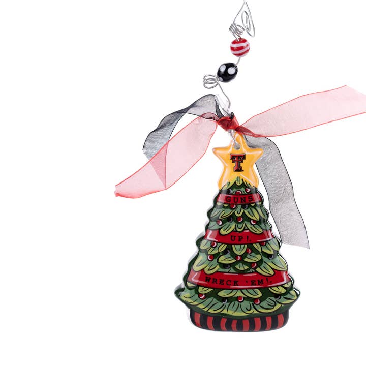 Texas Tech Tree Puff Ornament for wholesale by Glory Haus