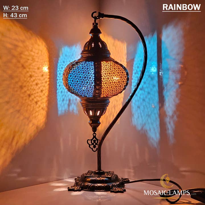Mosaic Lamps - Wholesale Accent/Desk Lamp - Syrian Swan Neck Table Lamp, Gooseneck Perforated Metal Desk