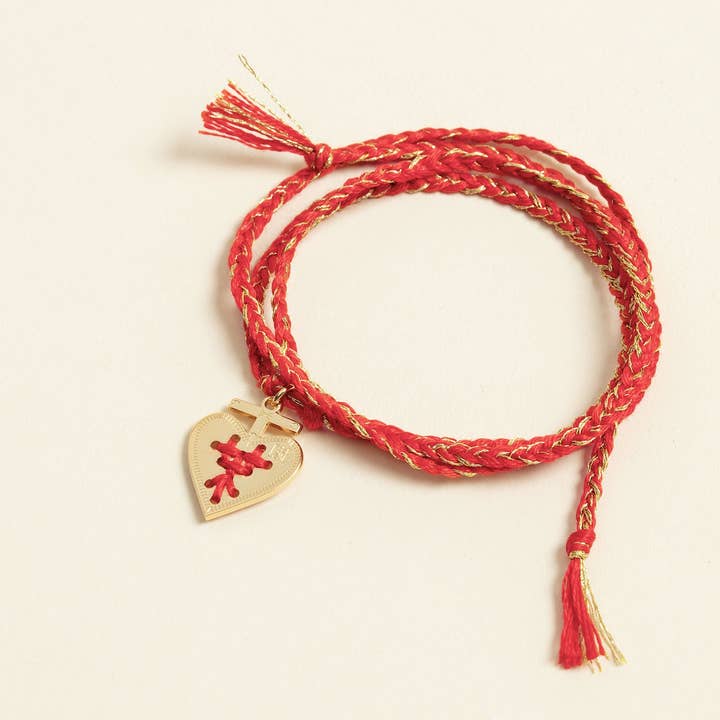 ALMA braided heart bracelet in colored cotton for wholesale by CAMILLE ENRICO