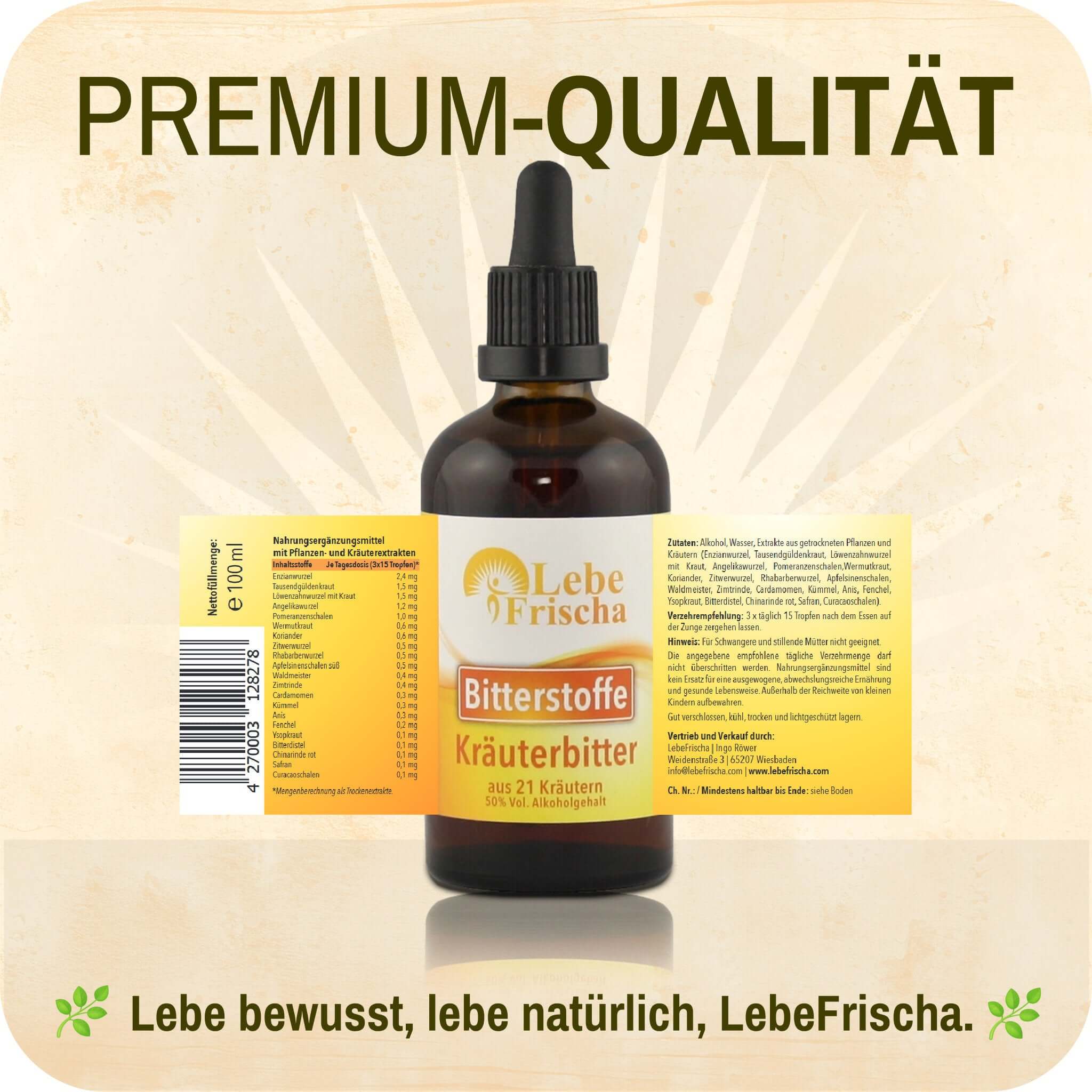 LebeFrischa – Suplemento/vitamina oral por atacado – LebeFrischa Gotas de Amargor – 21 Extratos de Ervas e Plantas 100 ml5