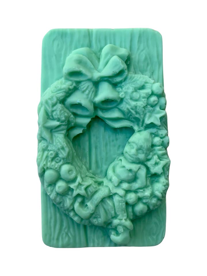 3D Wreath with Elf Bar of Soap: Holiday Soaps | Winter Soap for wholesale by Plunk Soap
