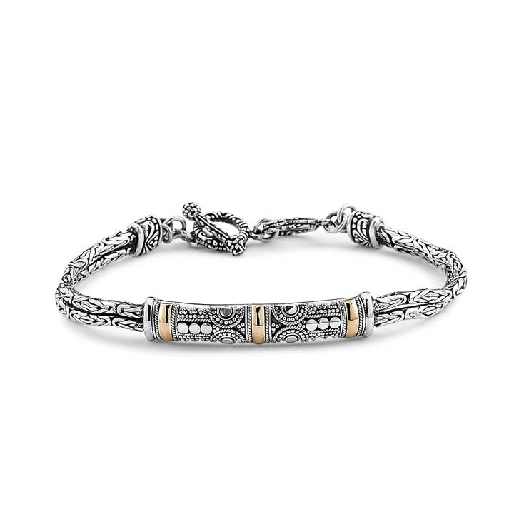 Eli Pebble - Wholesale Charm/Dangle Bracelet - SS/18k Filigree Tribal Bar Bracelet