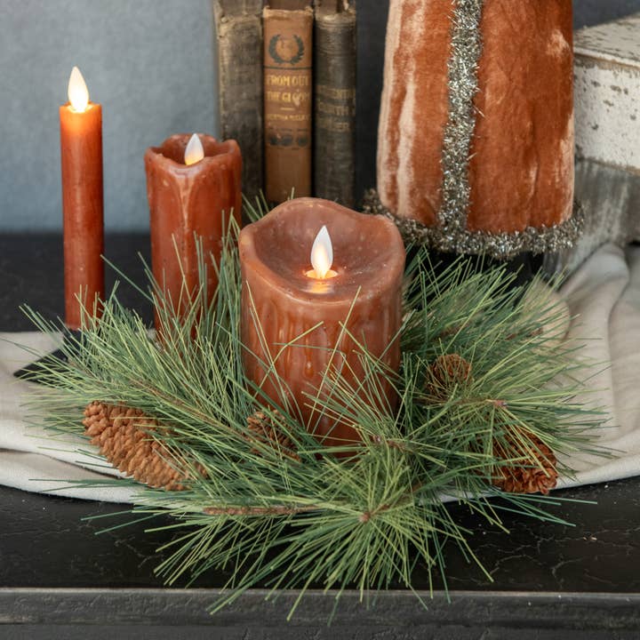 Ragon House - Wholesale Wreath - 10" LONG NEEDLE PINE CANDLE RING1