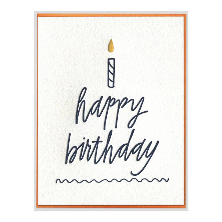 Happy Birthday Cake Letterpress Card - Unique Modern Design for wholesale by INK MEETS PAPER