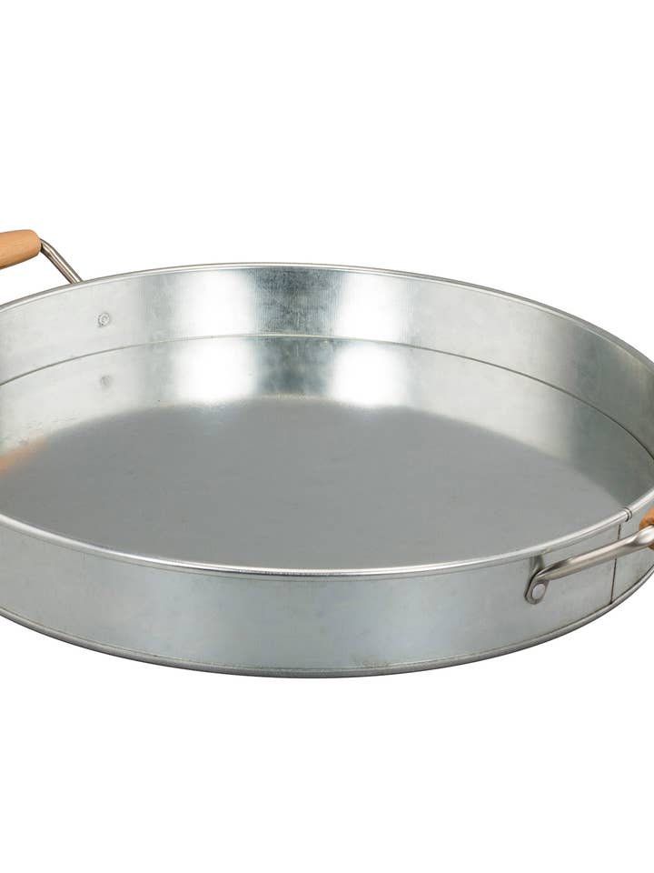 Galvanized Round Serving Tray - 15" diameter - 2" rim for wholesale by Fine Life Products
