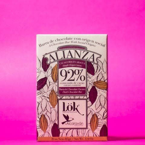 Lök ALIANZA 92% Chocolate Bar for wholesale by Lök Foods UE