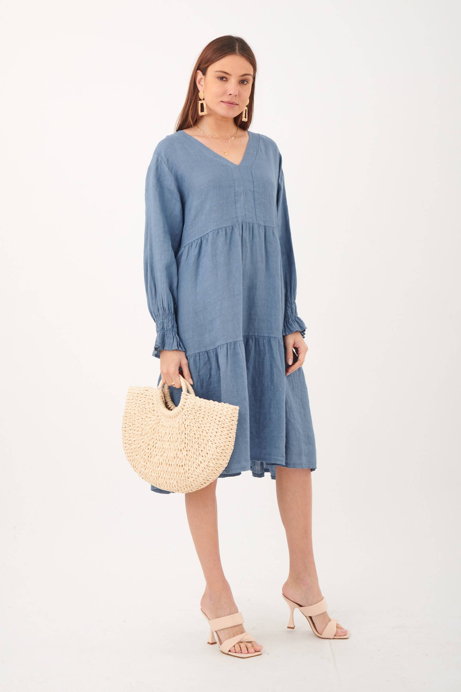 ORNELLA PARIS - Wholesale Dress - Women's - LEL-R5223 linen dress19