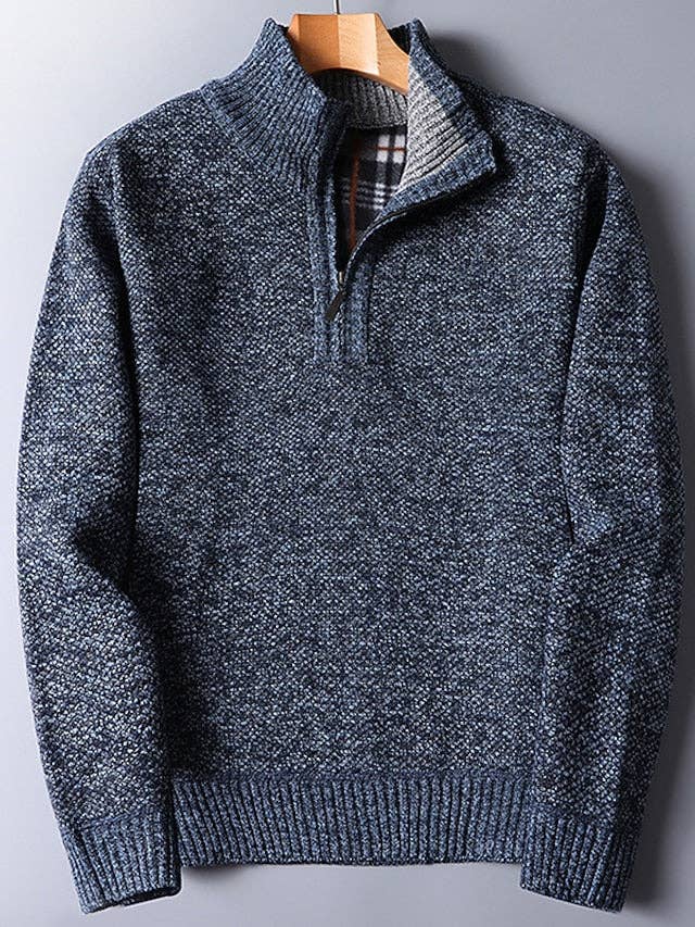 Ecovear – wholesale Knitted jumper – Men′s – Mens Knit Quarter Zip Pullover Sweater Ribbed1
