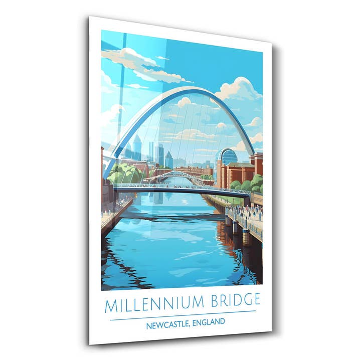Millennium Bridge-Newcastle England-Travel Posters | Glass Wall Art for wholesale by Artdesigna KG