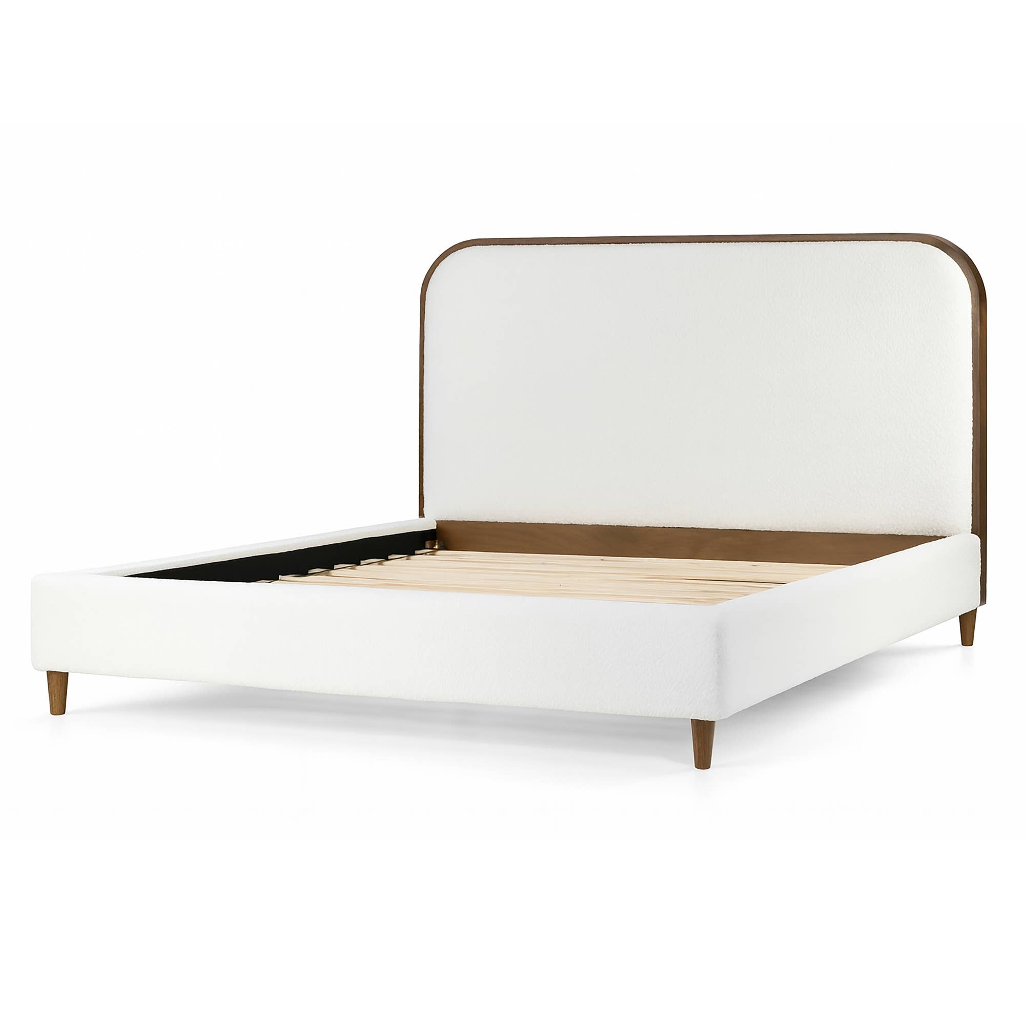 Glamour Home - Wholesale Bed - Brenda Fabric Upholstered Queen Bed with Wood Trim Accent1