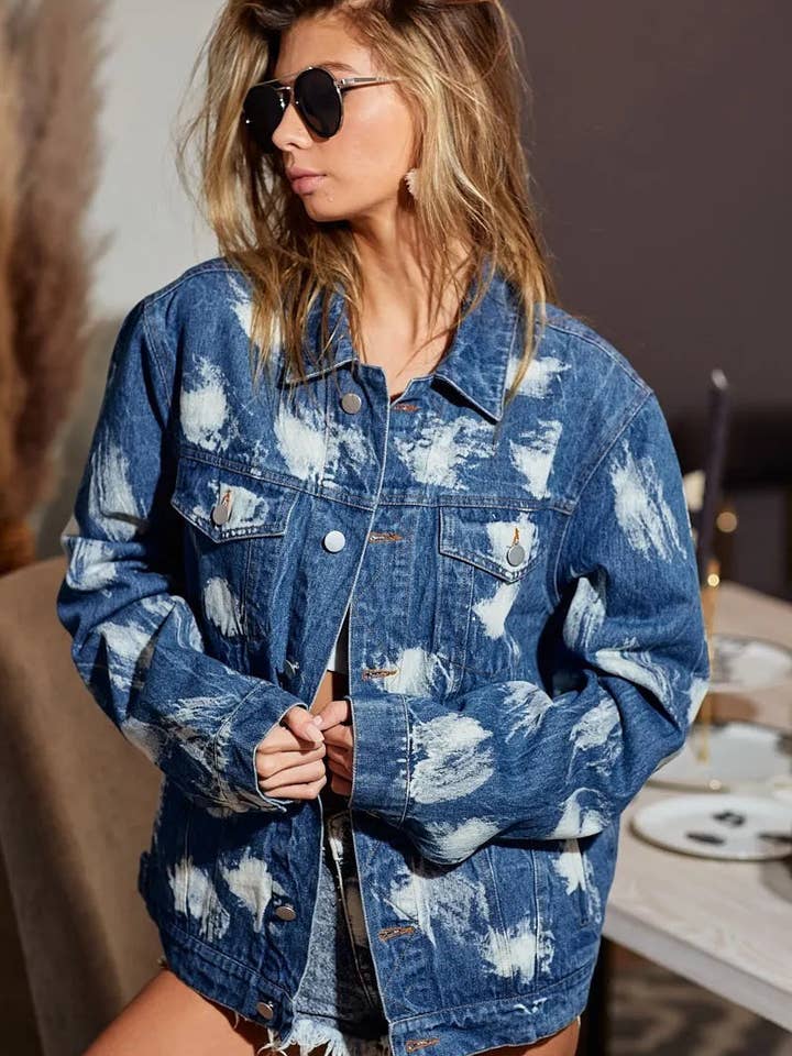 BiBi Washed Tie Dye Denim Jacket for wholesale by Garden Naked