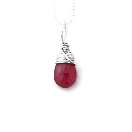 July Silver Birthstone Necklace - Genuine Ruby for wholesale by Jen Lesea Designs