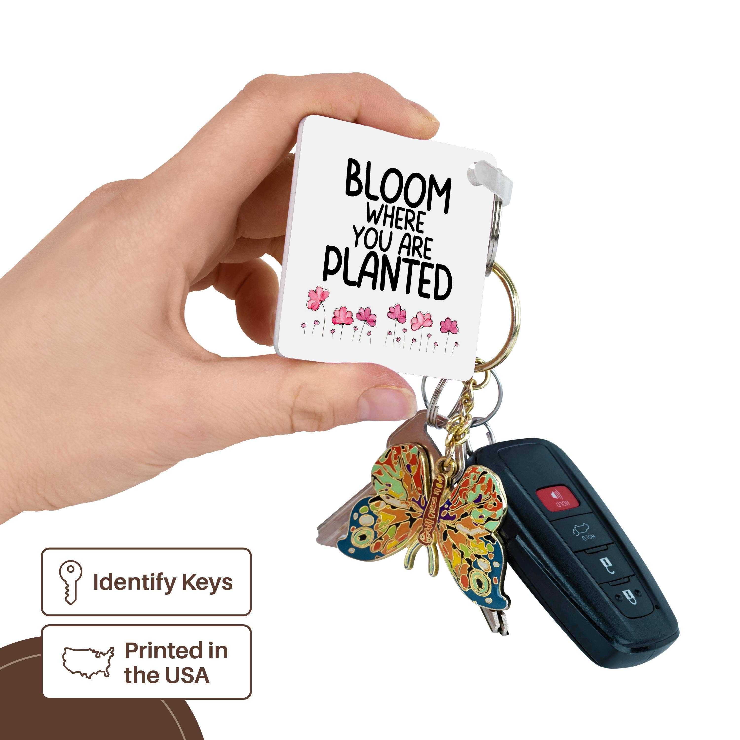 3dRose – Engroshandel Nøglering - Unisex – 3dRose, Blomstr hvor du er plantet, Nøglering2
