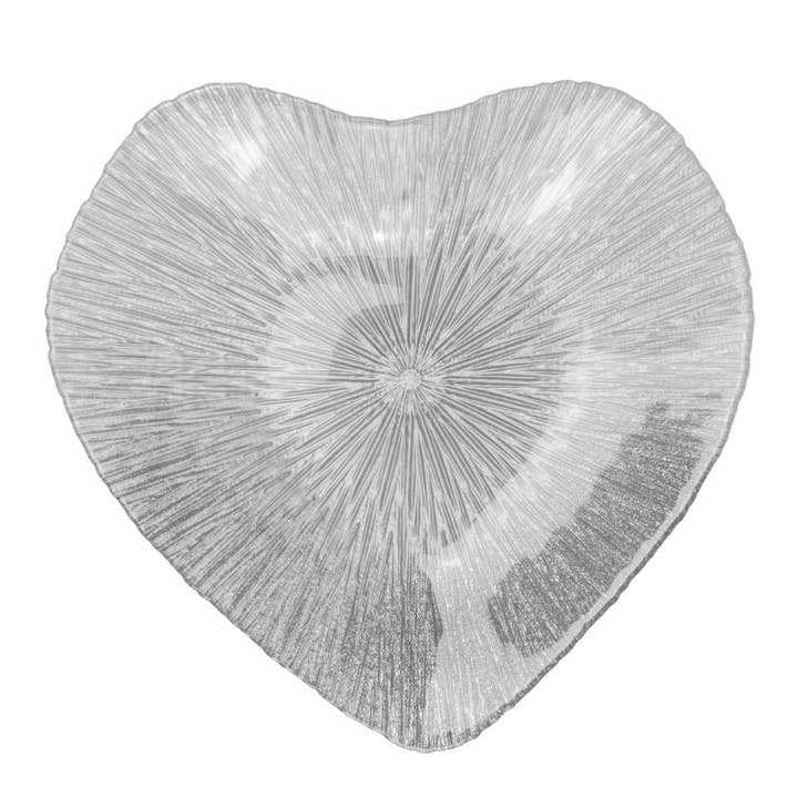 30CM Glass Bowl - Heart Design - Silver for wholesale by Sienna Glass