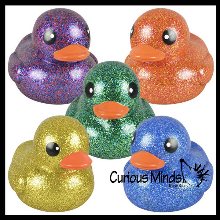 Curious Minds Toys - Wholesale Bath Toy - Baby - 1 Jumbo Glitter Rubber Ducks - Rubber Ducky Duckies - Cute N