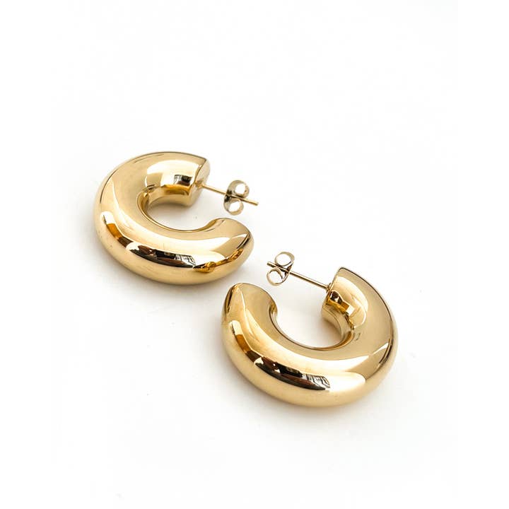 BELJOY - Wholesale Hoop Earrings - Eldon Chunky Hoop Earrings || Choose Color Silver Gold5