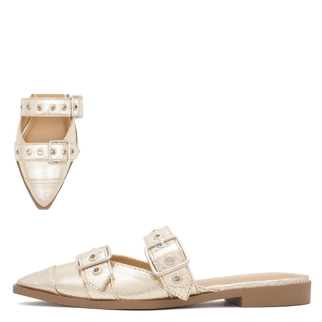 Mars Sky Shoes Wholesale - Wholesale Mules - Women's - Soda USUAL Women Studded Buckle Strap Pointed Toe Mules-18 Pairs Pack1