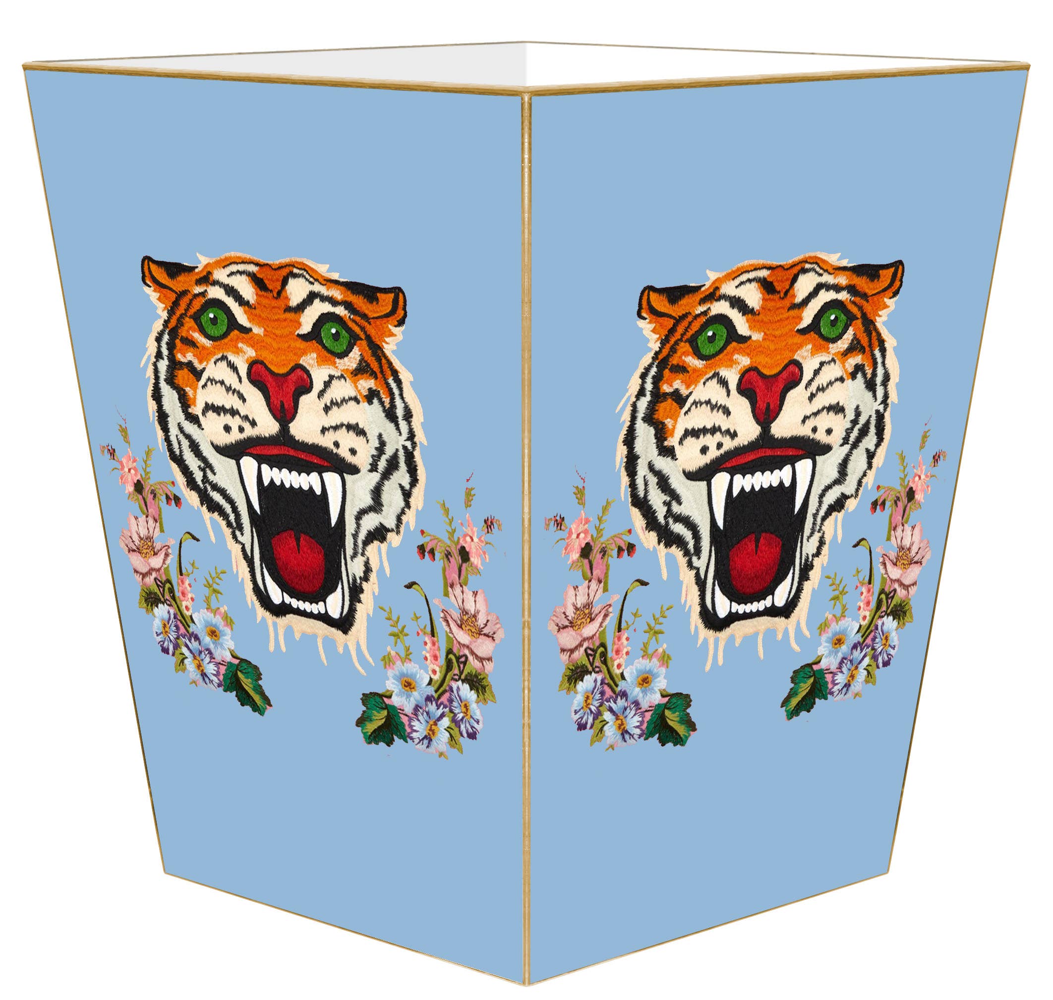 Marye-Kelley - Wholesale Prullenbak/vuilnisbak - Tijger op roze en blauwe prullenmand1