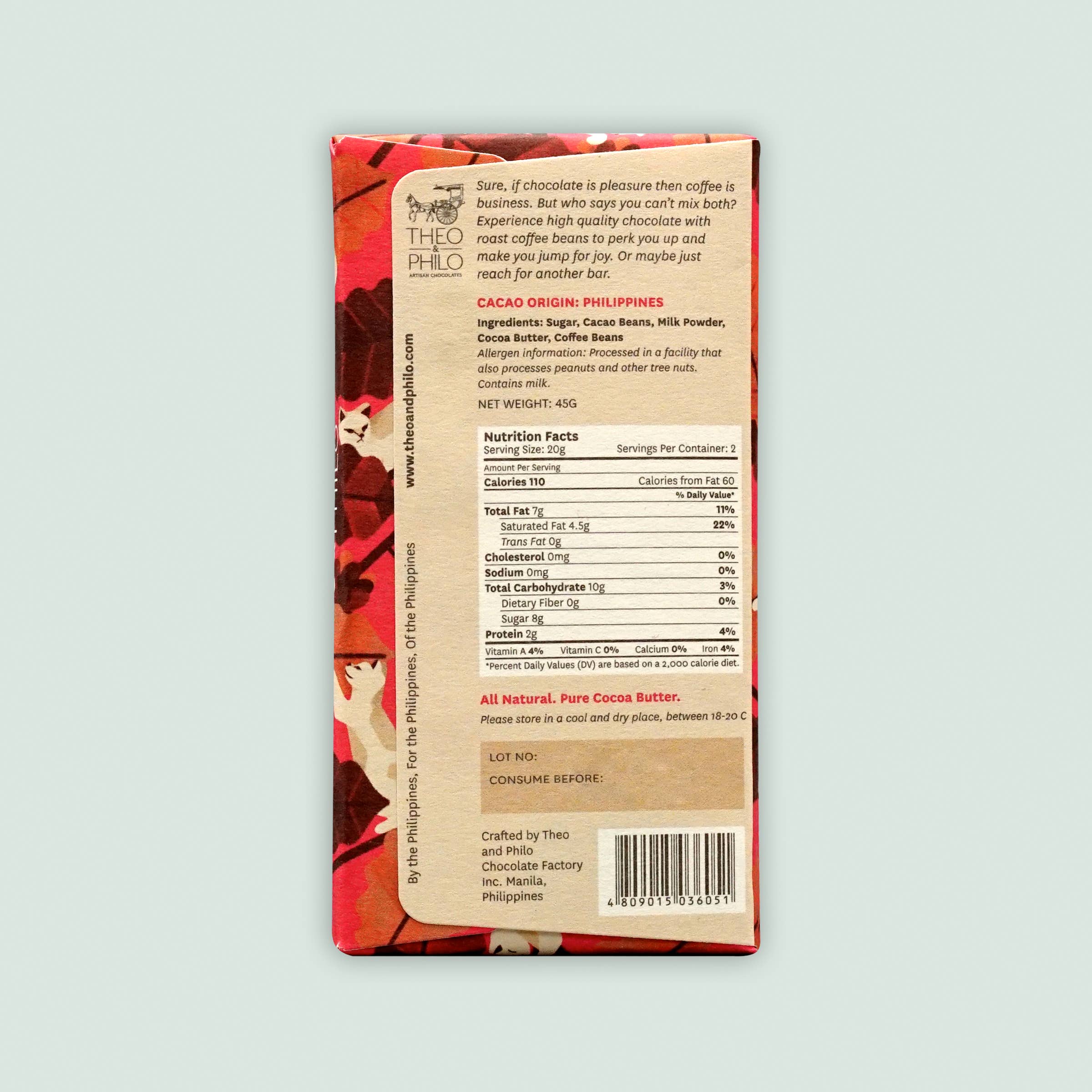 Bar & Cocoa Chocolate - Wholesale Chocolate Bar - Theo & Philo Milk Chocolate w/ Barako Coffee1