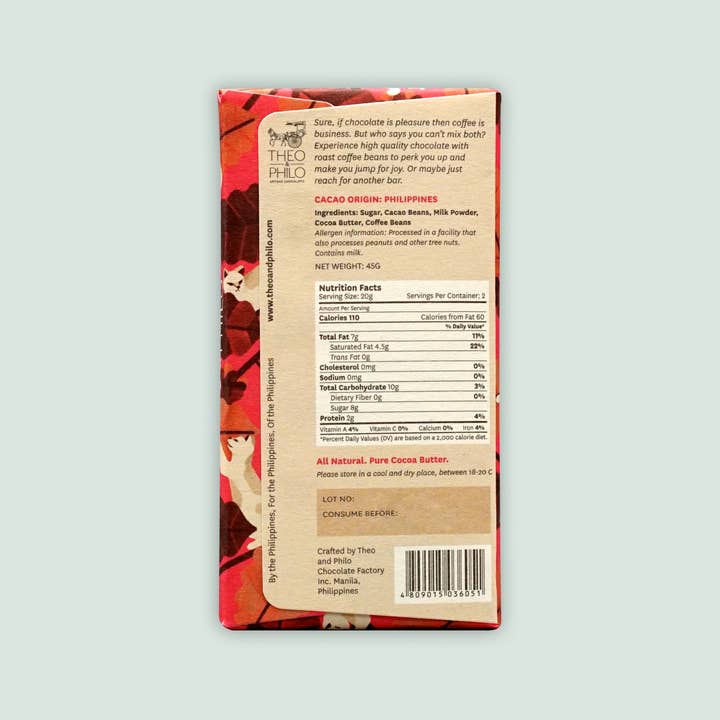 Bar & Cocoa Chocolate - Wholesale Chocolate Bar - Theo & Philo Milk Chocolate w/ Barako Coffee1