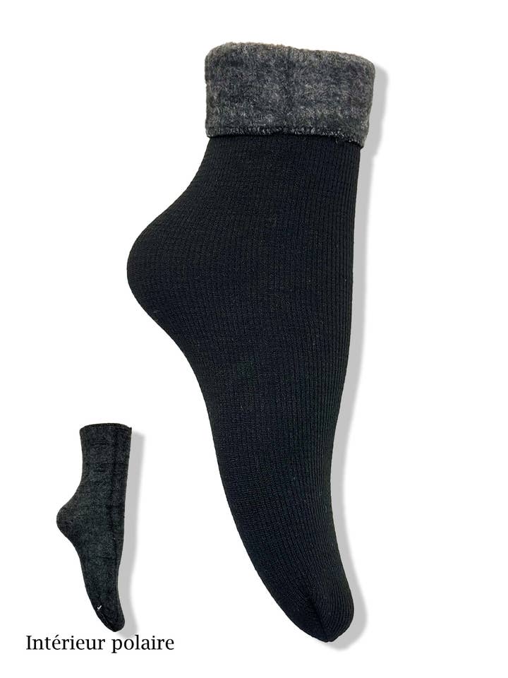 Belle Com'Elle - Wholesale Sock Slippers - Women's - Ribbed fleece socks/W13881