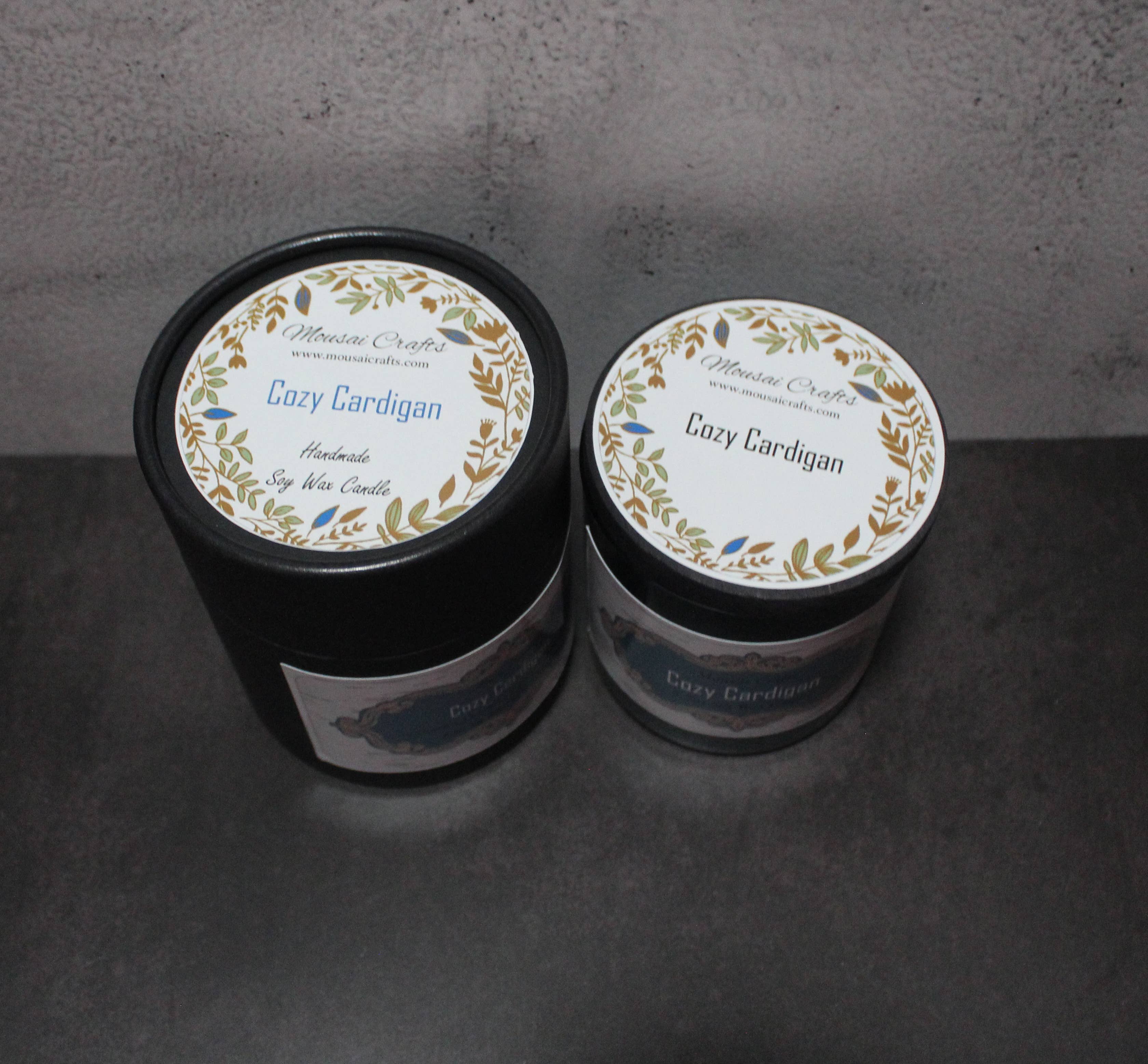 Mousai Crafts - Wholesale Jar/Filled Candle - Cozy Cardigan 8.5oz Soy Wax Candle7