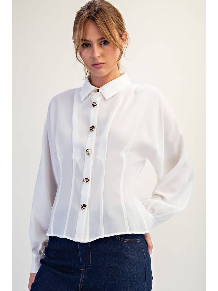 Edit by Nine - Wholesale Blouse - Women's - Dolman Sleeve Pleat Detail Woven Blouse1