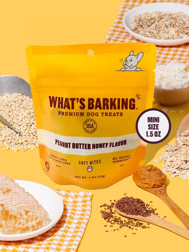 Peanut Butter Honey Dog Treats, 1.5oz Case for wholesale by What's Barking