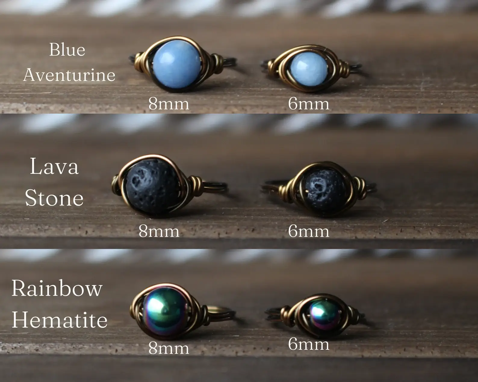 Gratefully Dreaming - Wholesale Cocktail/Statement Ring - Antique Brass Wire Wrapped Gemstone Rings4