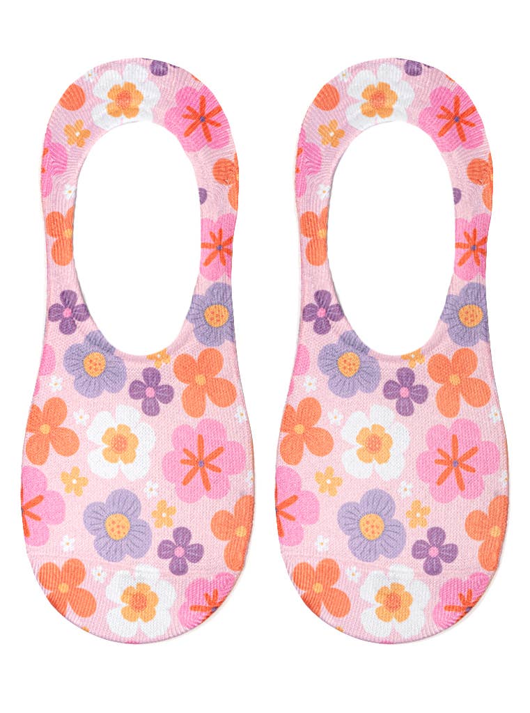 Living Royal - Wholesale Socks - Women's - No-Show Liner Socks - Delicate Flowers - Pink1