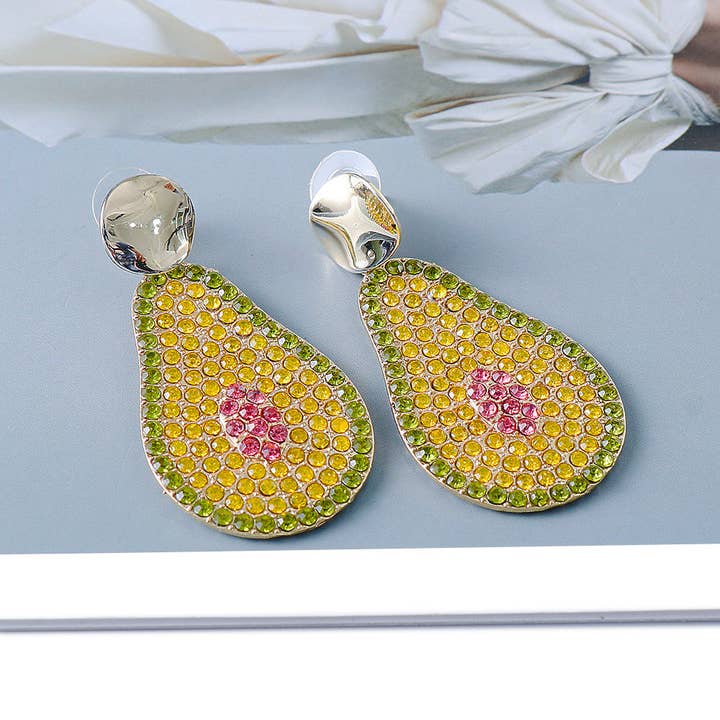 Yellow Avocado Rhinestone Earrings E5242 for wholesale on Faire6