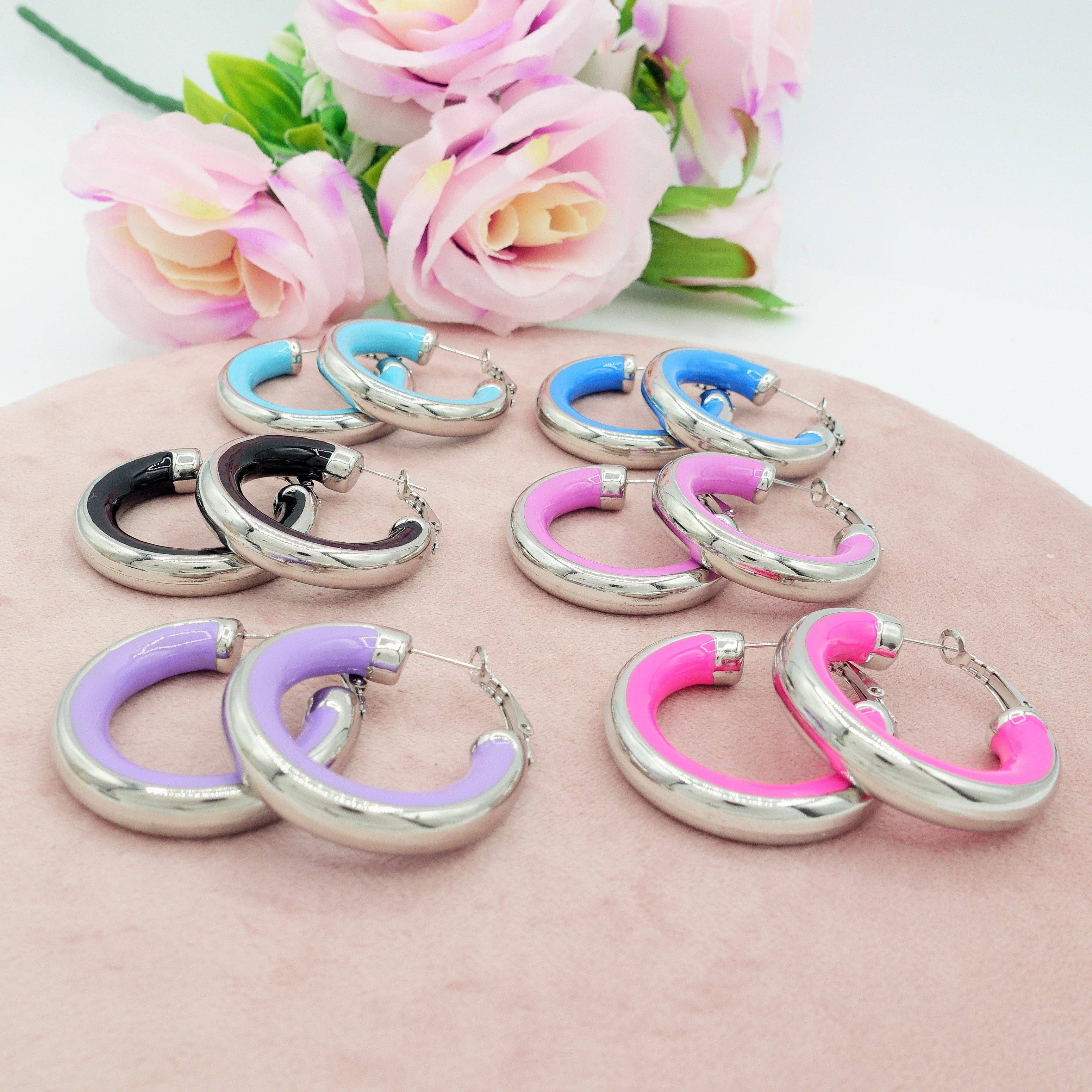 Daemon srls - Wholesale Hoop Earrings - DREW - ACCIAIO INOSSIDABILE - Big Hoops orecchini a cerchio smaltati3