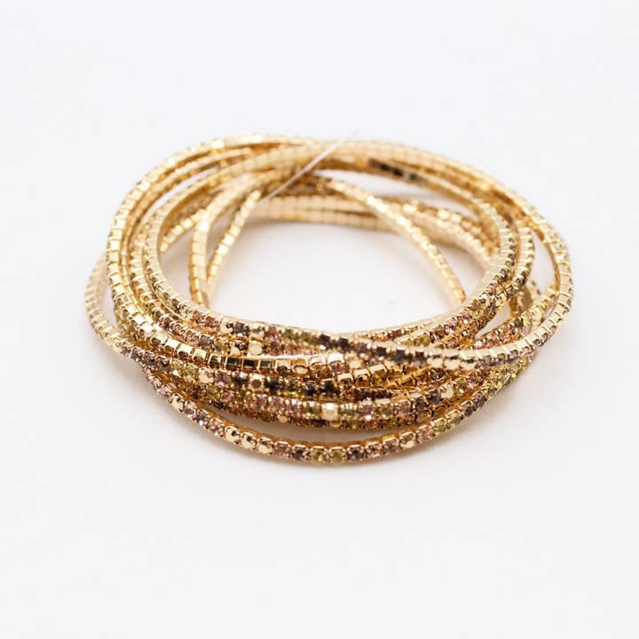 Reference Mode - Wholesale Jewelry Set - Set of 10 gold rhinestone bracelets8