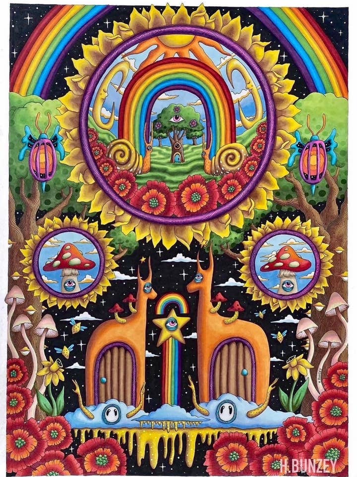 Trippy Art Print "Daybreak Symphony" for wholesale by H. Bunzey Art