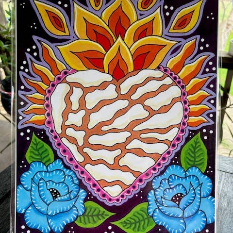 12x16 Eternal Heart white Concha Flame print for wholesale by Karen’s Cositas