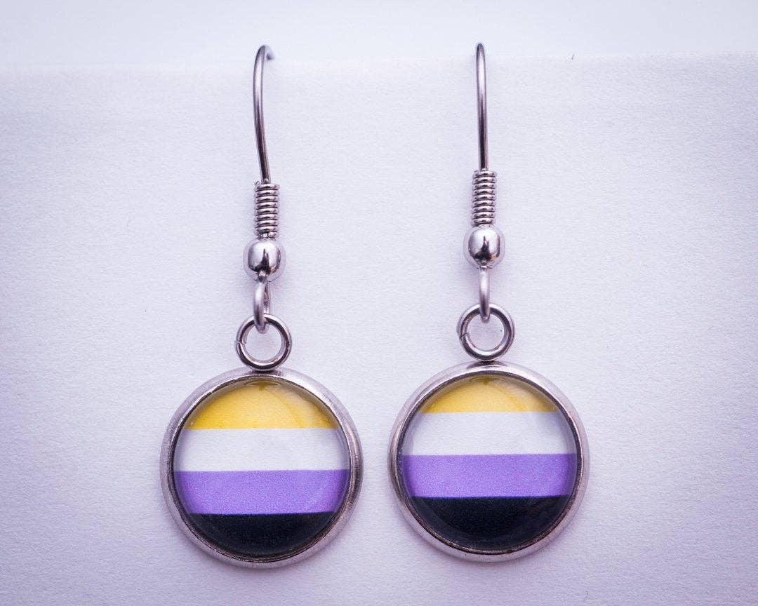 Crafty Queer Studio - Wholesale Stud/Post Earrings - Non-binary flag pride LGBTQ+ earrings - stud or dangle7