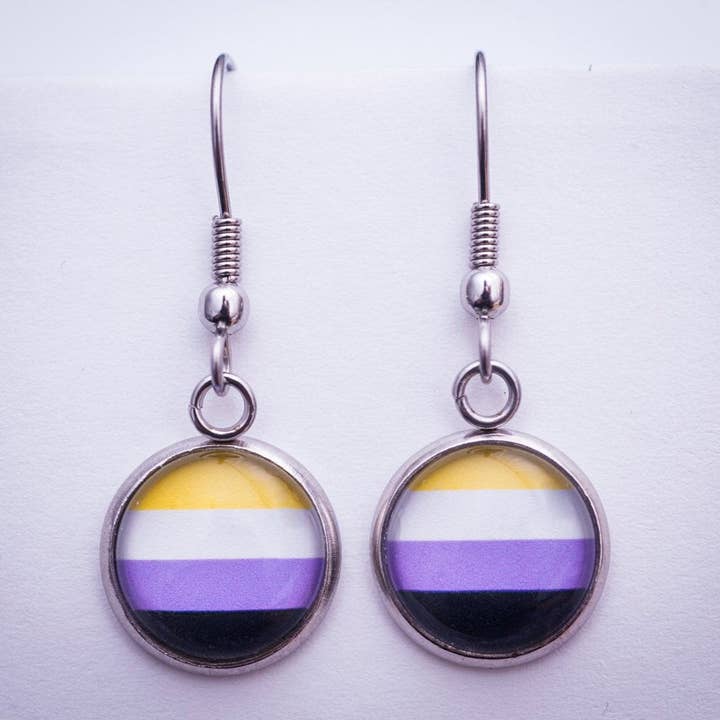 Crafty Queer Studio - Wholesale Stud/Post Earrings - Non-binary flag pride LGBTQ+ earrings - stud or dangle7