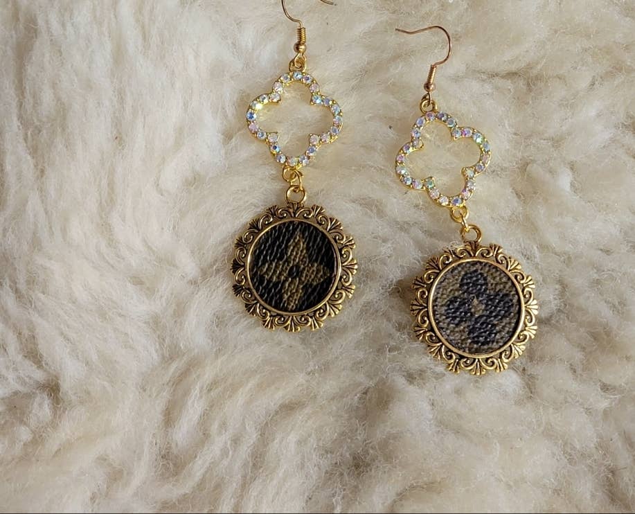 Upcycled Always & Forever accessories - Wholesale Dangle Earrings - Upcycled LV dangle earrings 0