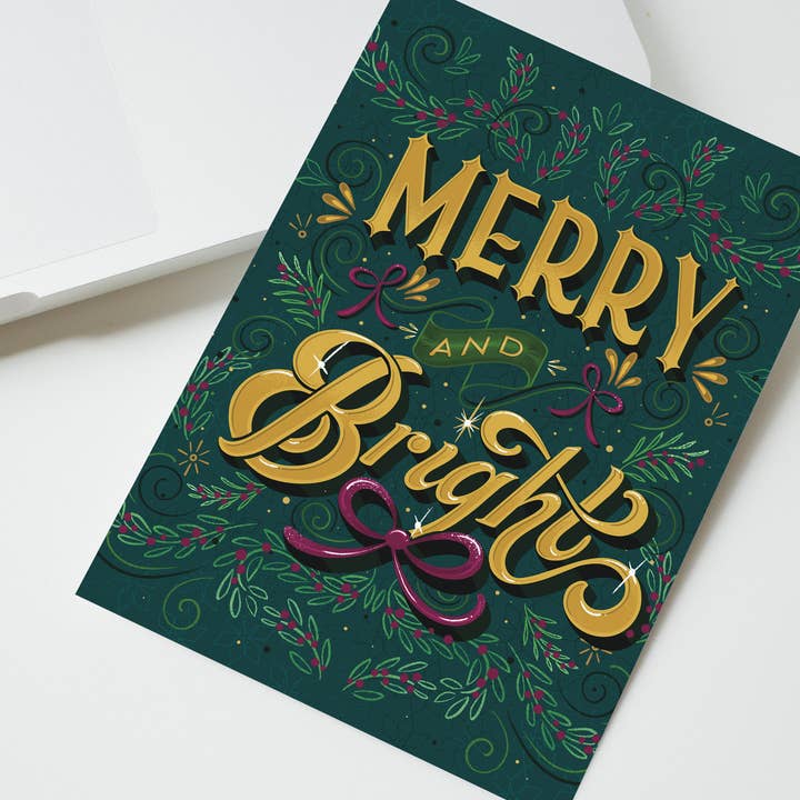 Merry & Bright - Carte de vœux (Noël/Vacances) pour la vente par To & From Gift Co.