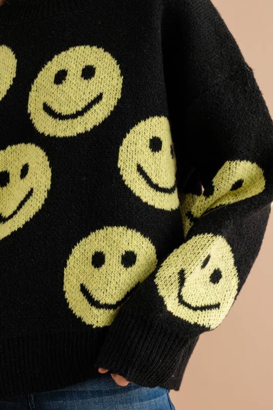 Pink Irene Wholesale - Vendita all'ingrosso Maglione tricot - Donna - MAGLIONE CON MOTIVO A VOLTO SORRIDENTE18