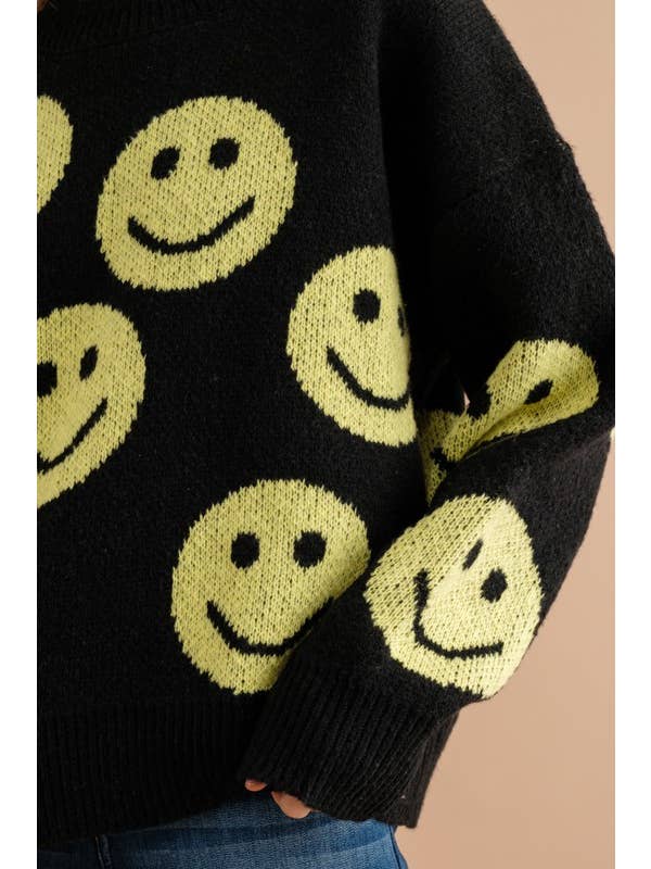 Pink Irene Wholesale - Vendita all'ingrosso Maglione tricot - Donna - MAGLIONE CON MOTIVO A VOLTO SORRIDENTE18
