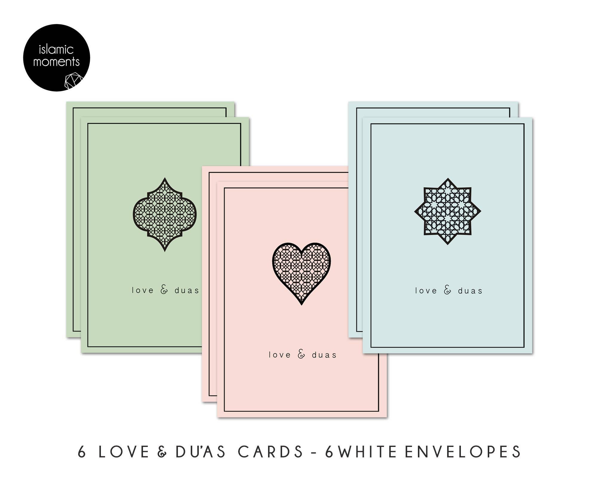 Islamic Moments - Wholesale Religious Card - Love & Du'as Islamic Greeting Cards Multi Pack of 6 - MP LD1