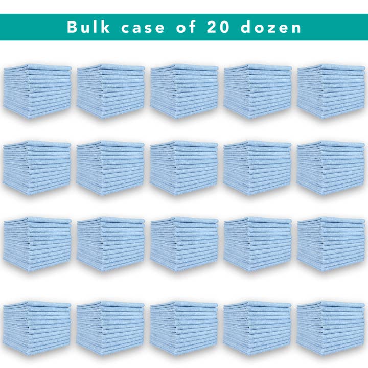Arkwright Home - Wholesale Cleaning Cloth - Bulk Case of 240 Cleaning Cloths, 12x12 Microfiber, Colors25