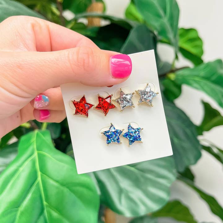 Girl's Starlet Shimmer Multi Americana Star Set of 5 Post Earrings Girl's Starlet Shimmer Multi Americana Star Set of 5 Post Earrings