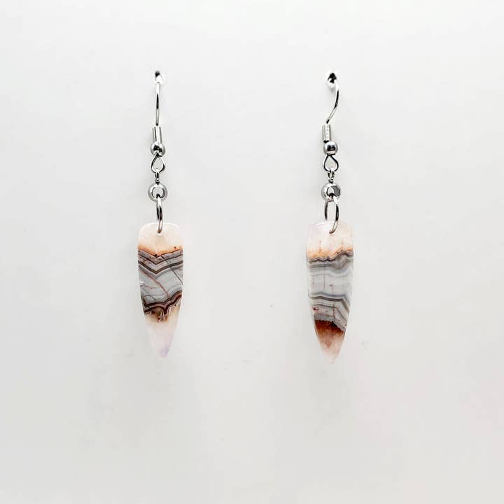 Mexican Agate & Stainless Earrings for wholesale by Covaly Artisan Jewelry