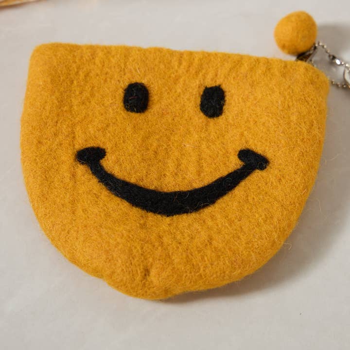 Sparkle Being - Wholesale Coin Purse - Women's - Wool Felt pouch Hand Carry Coin Purse - Smile Wallet1