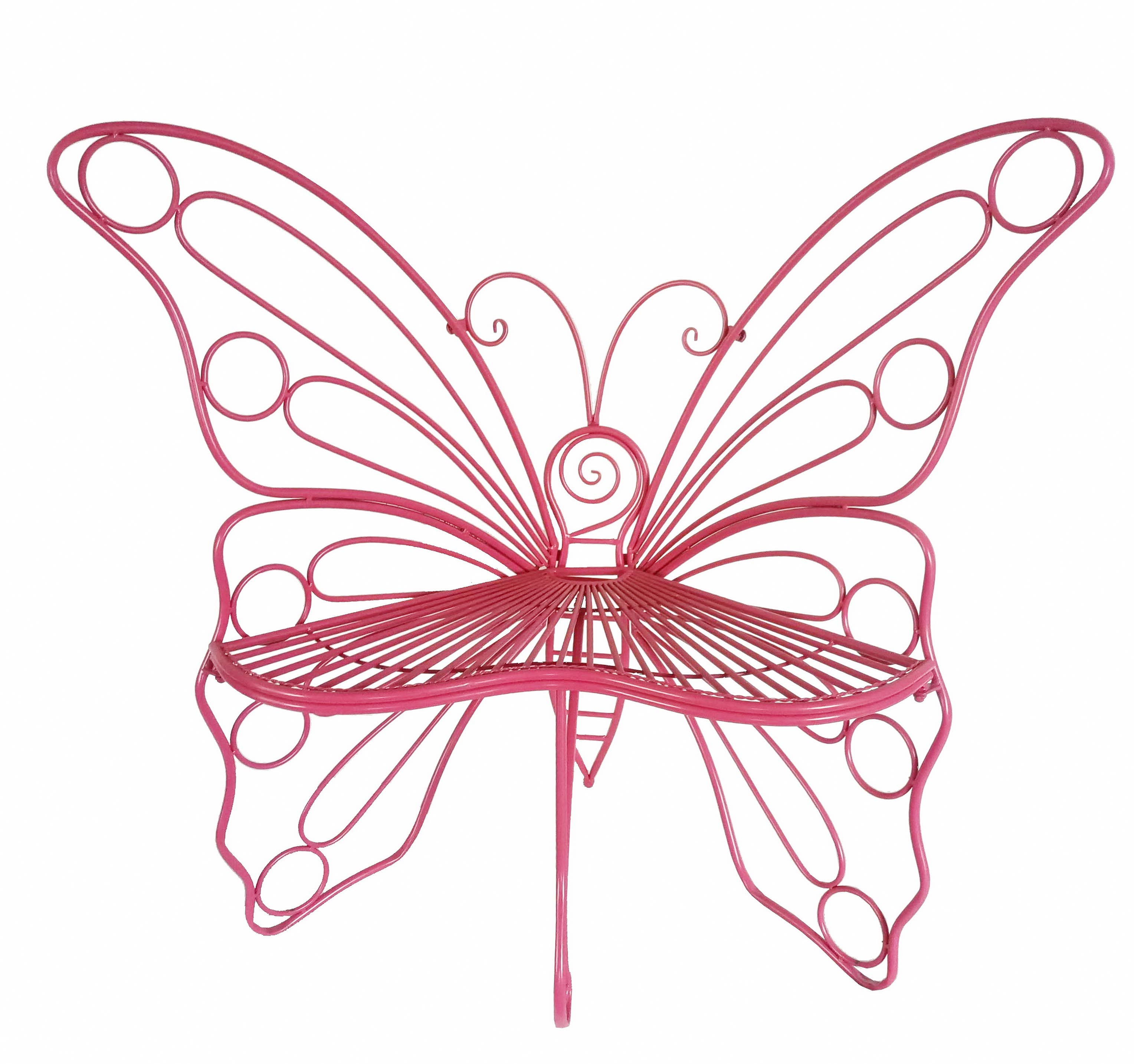 Hi-Line Gift Ltd. - Wholesale Outdoor Ornament/Decor - Pink Metal Butterfly Chair: Charming Outdoor Elegance1