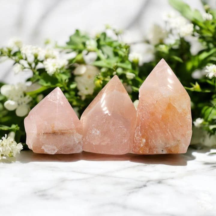 Half Polished Rose Quartz Point for wholesale by Earths Elements Wholesale