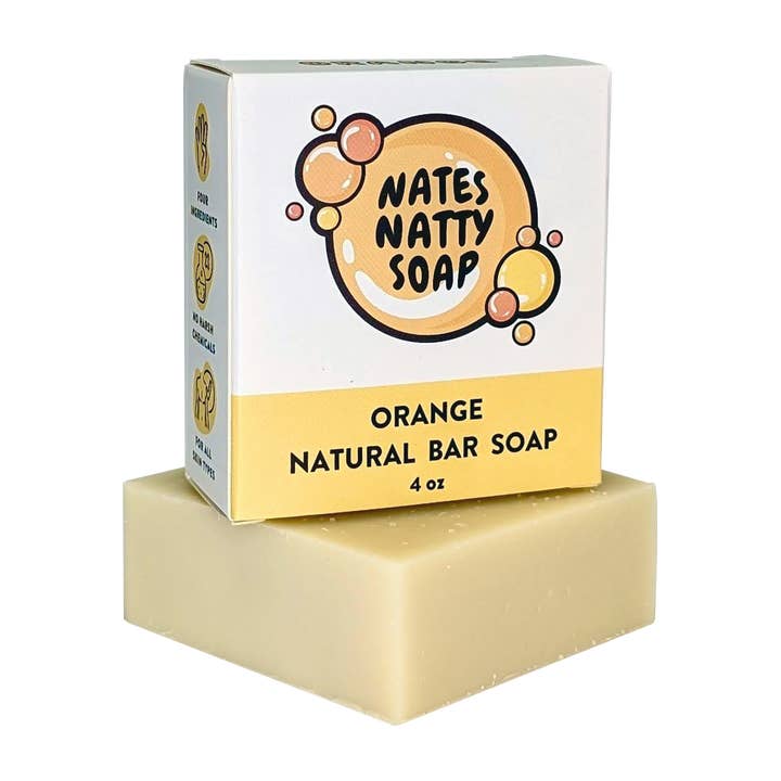 Orange Natural Bar Soap, 4oz. for wholesale by Nate's Natty