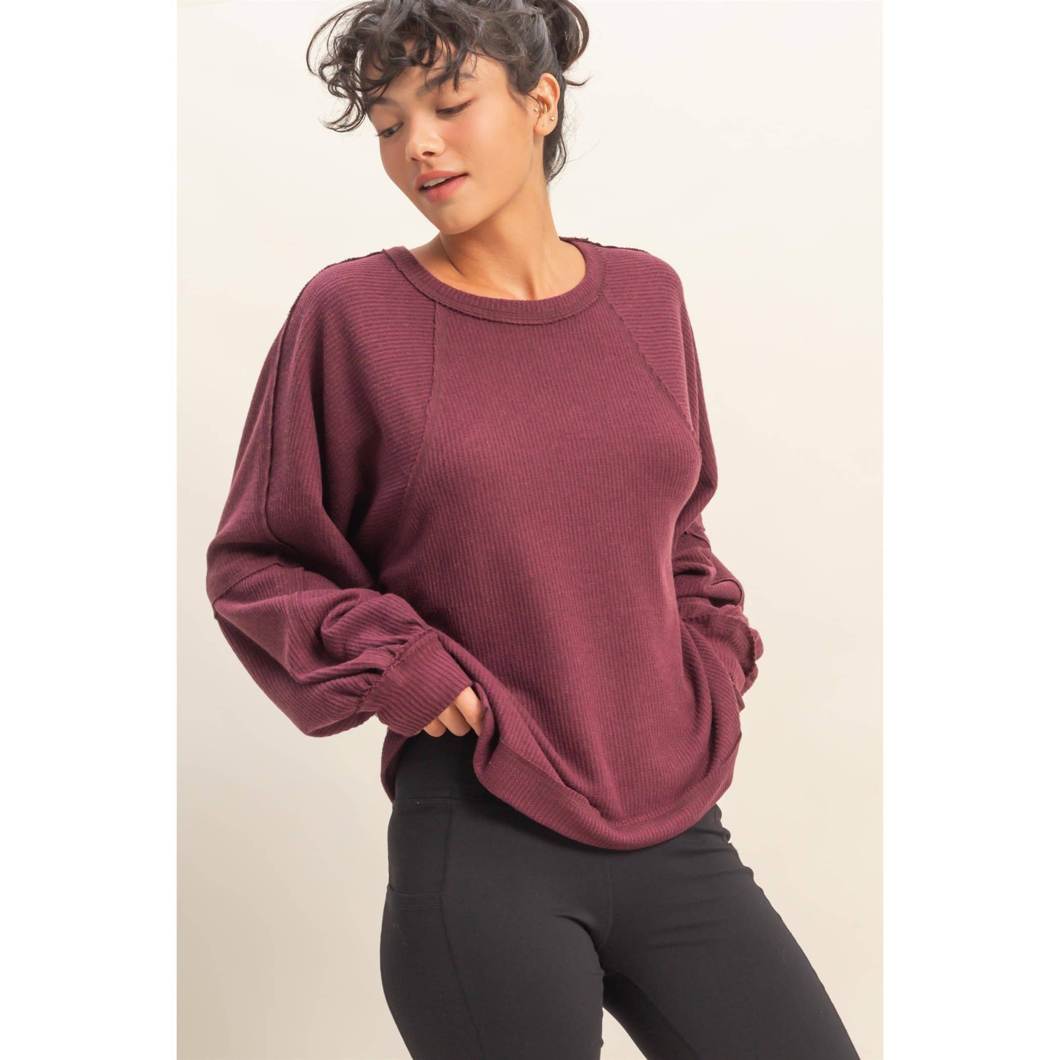 HYFVE - Vente Haut en maille – femme - Haut décontracté à manches longues en maille gaufrée brossée13